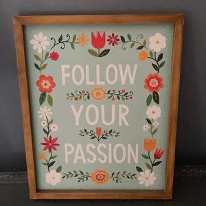 Follow Your Passion Floral Wall Art - Teal & Multicolor